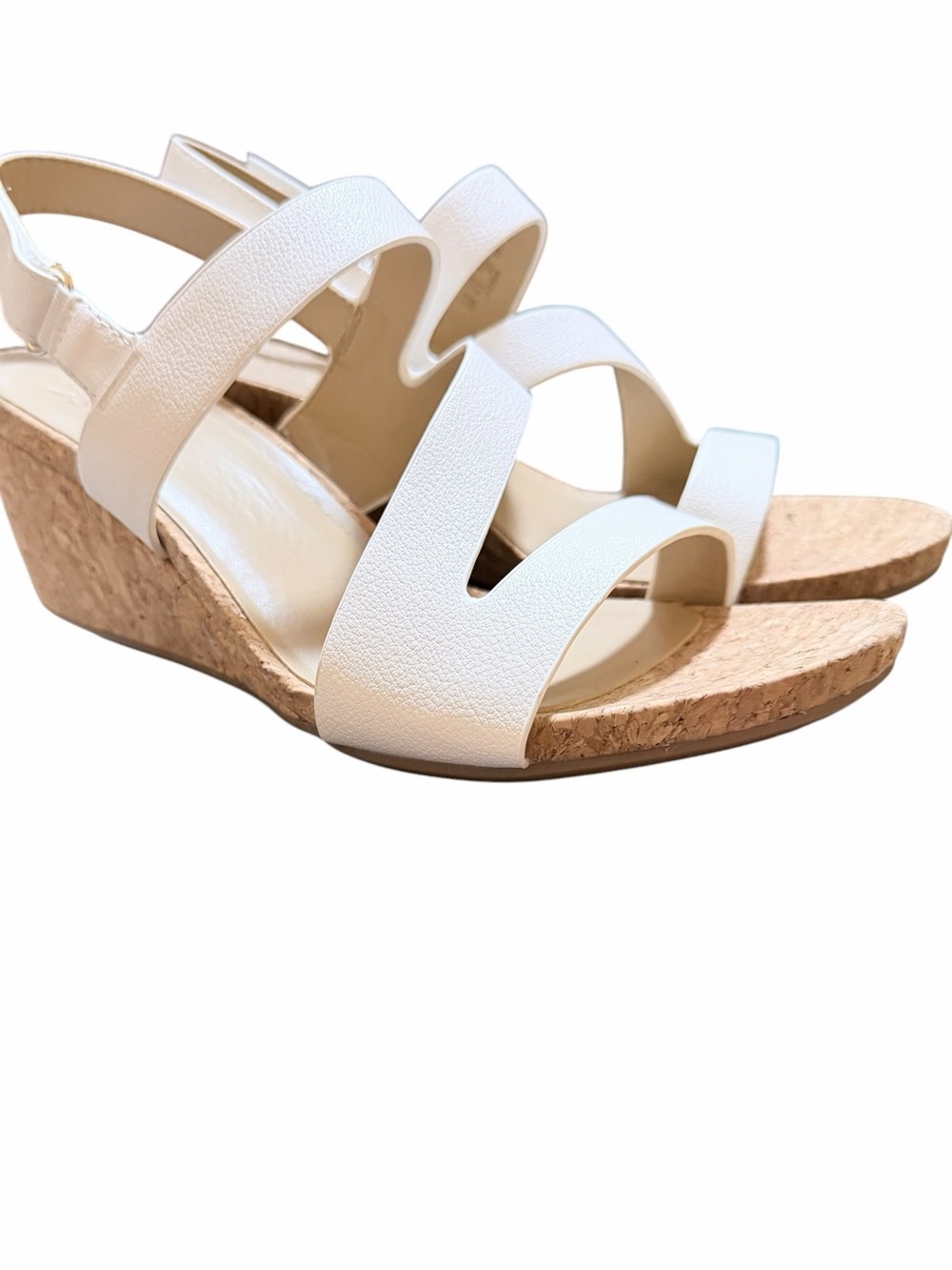 🌟🌼NIB NATURALIZER ADRIA, WHITE TUMBLED. Women's White Cork Wedge Sandals